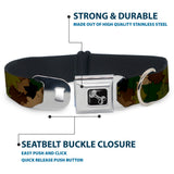 Dog Bone Seatbelt Buckle Collar - Leaf Camo Browns/Greens/Black