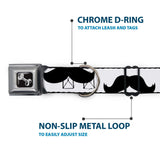Dog Bone Seatbelt Buckle Collar - Mustaches White/Black - Buckle-Down - Flyclothing LLC