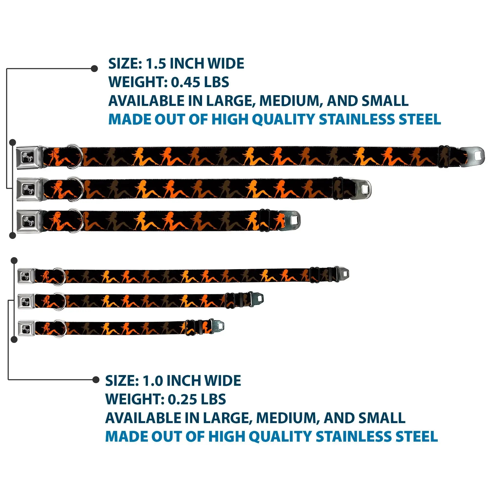 Dog Bone Seatbelt Buckle Collar - Mud Flap Girl Repeat Black/Orange Fade - Buckle-Down - Flyclothing LLC