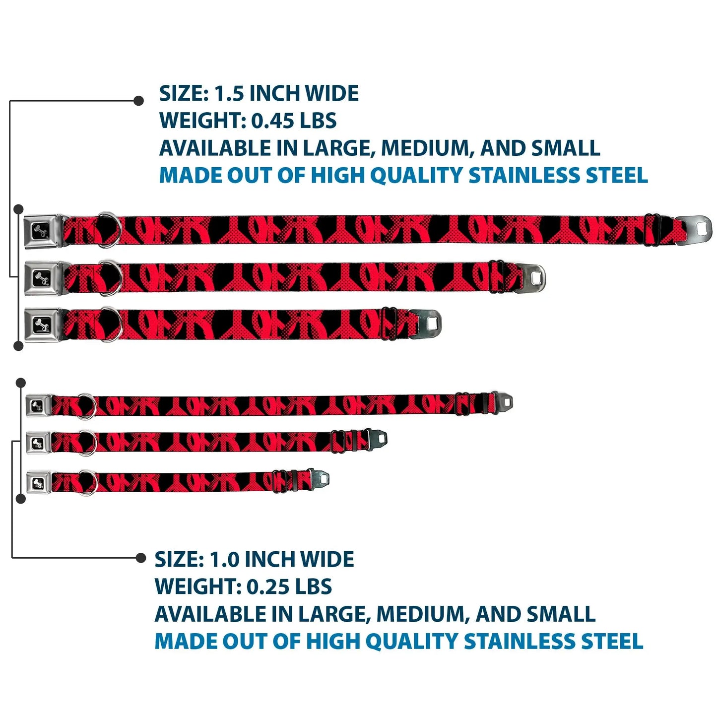 Dog Bone Seatbelt Buckle Collar - Peace Dots Black/Fuchsia - Buckle-Down - Flyclothing LLC