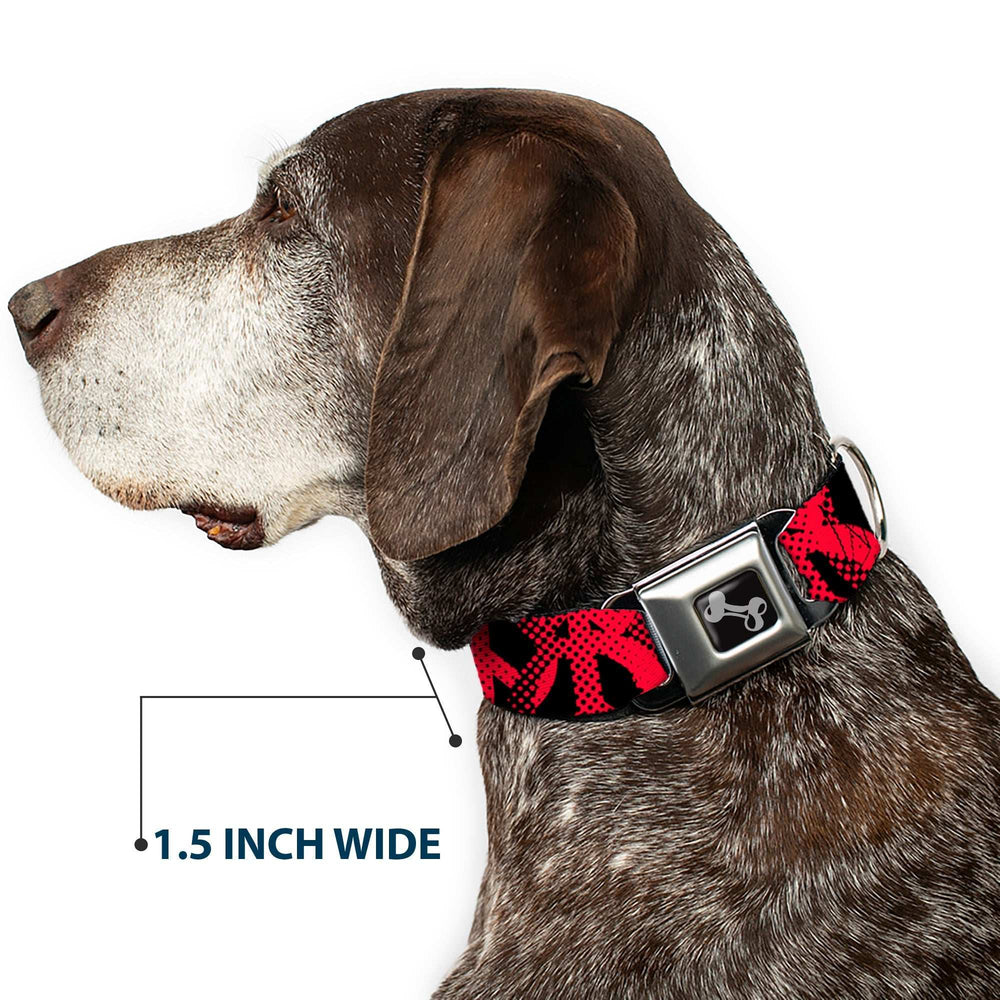 Dog Bone Seatbelt Buckle Collar - Peace Dots Black/Fuchsia - Buckle-Down - Flyclothing LLC