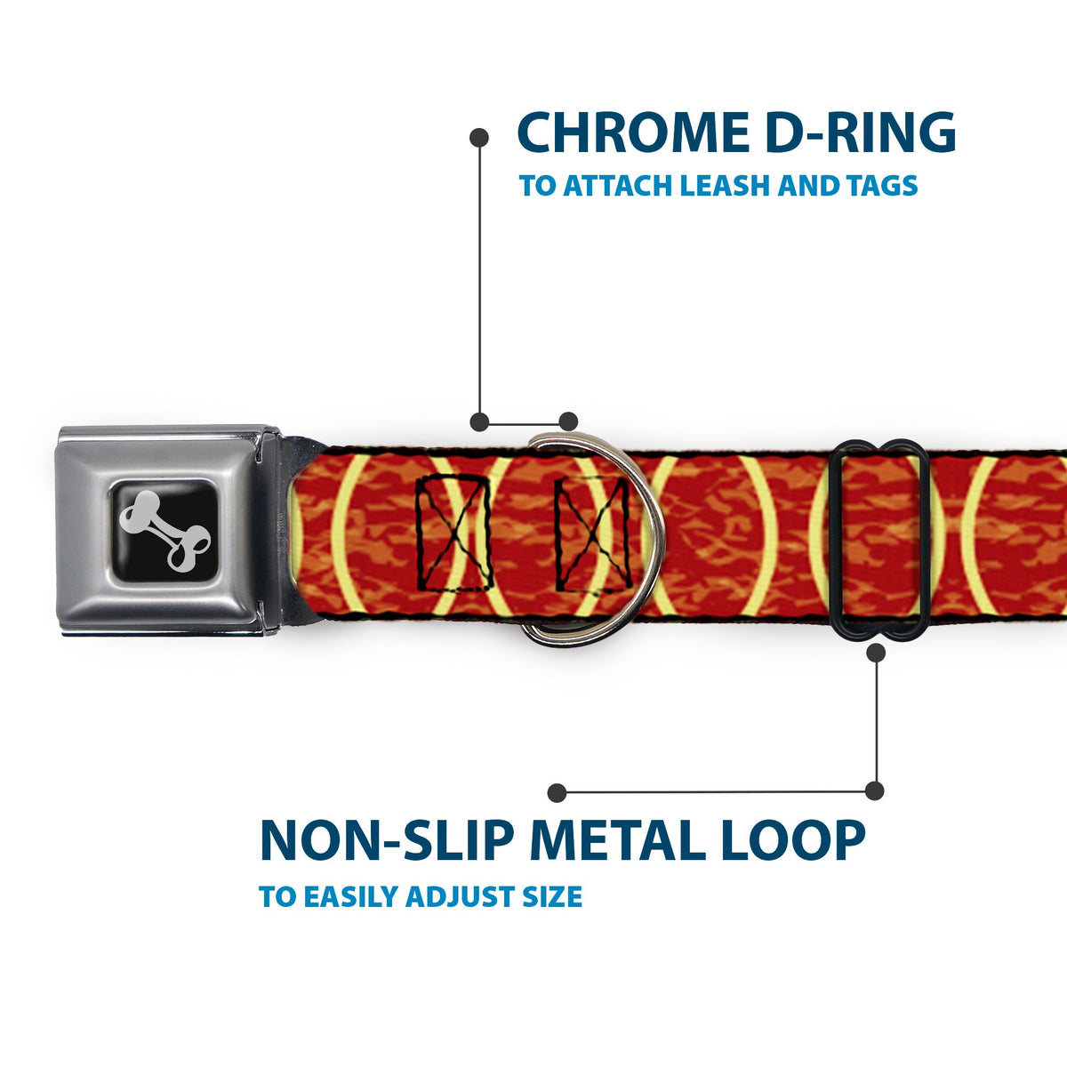 Dog Bone Seatbelt Buckle Collar - Rings Camo Burnt Orange/Yellow - Buckle-Down - Flyclothing LLC