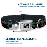 Dog Bone Black/Silver Seatbelt Buckle Collar - Racing Stripes/Digital Camo Black/Gray/Green/Blue/Red