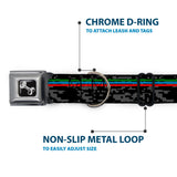 Dog Bone Black/Silver Seatbelt Buckle Collar - Racing Stripes/Digital Camo Black/Gray/Green/Blue/Red