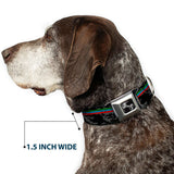 Dog Bone Black/Silver Seatbelt Buckle Collar - Racing Stripes/Digital Camo Black/Gray/Green/Blue/Red