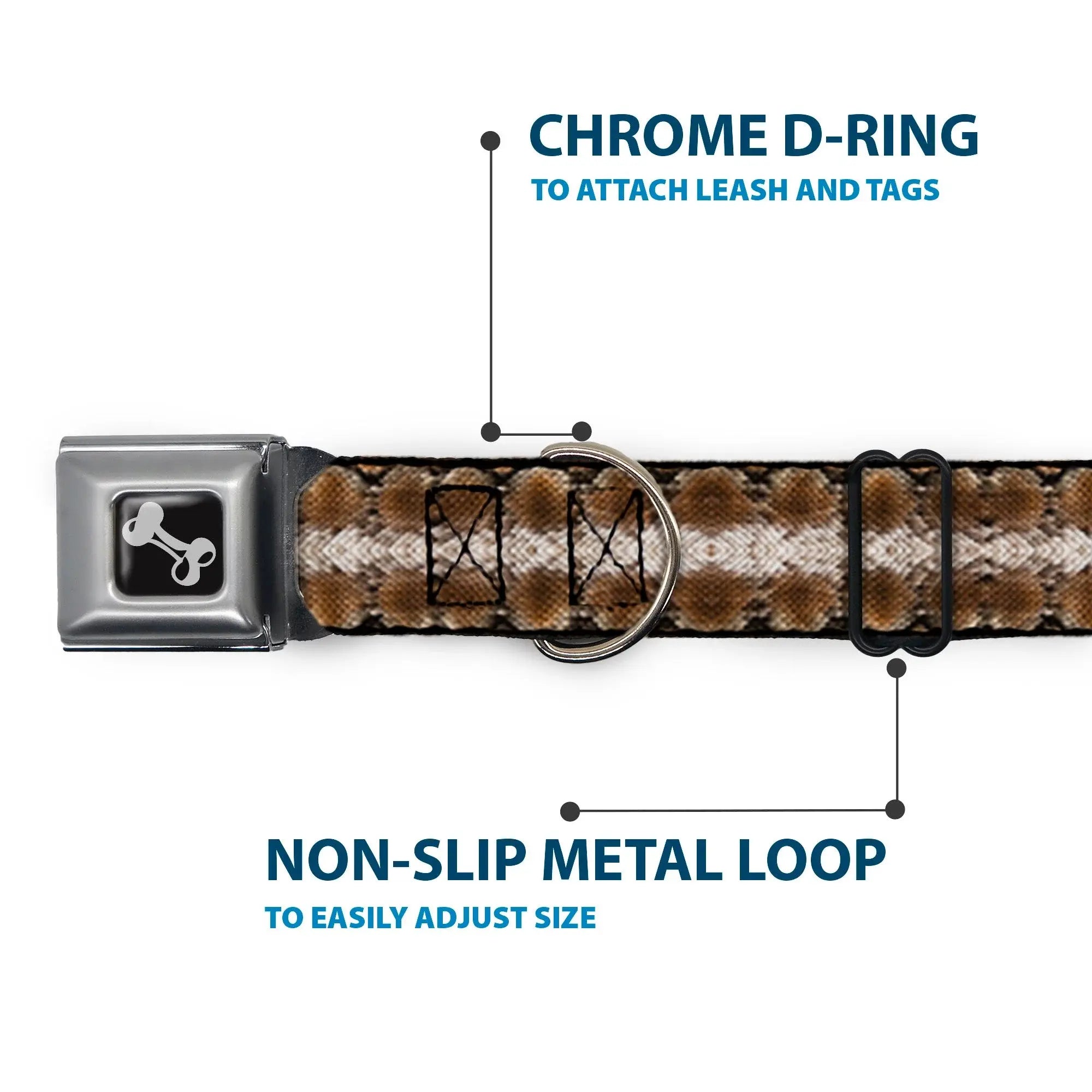 Dog Bone Seatbelt Buckle Collar - Snake Skin 2 - Buckle-Down - Flyclothing LLC