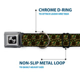 Dog Bone Seatbelt Buckle Collar - Top Skulls Black/Camo Olive