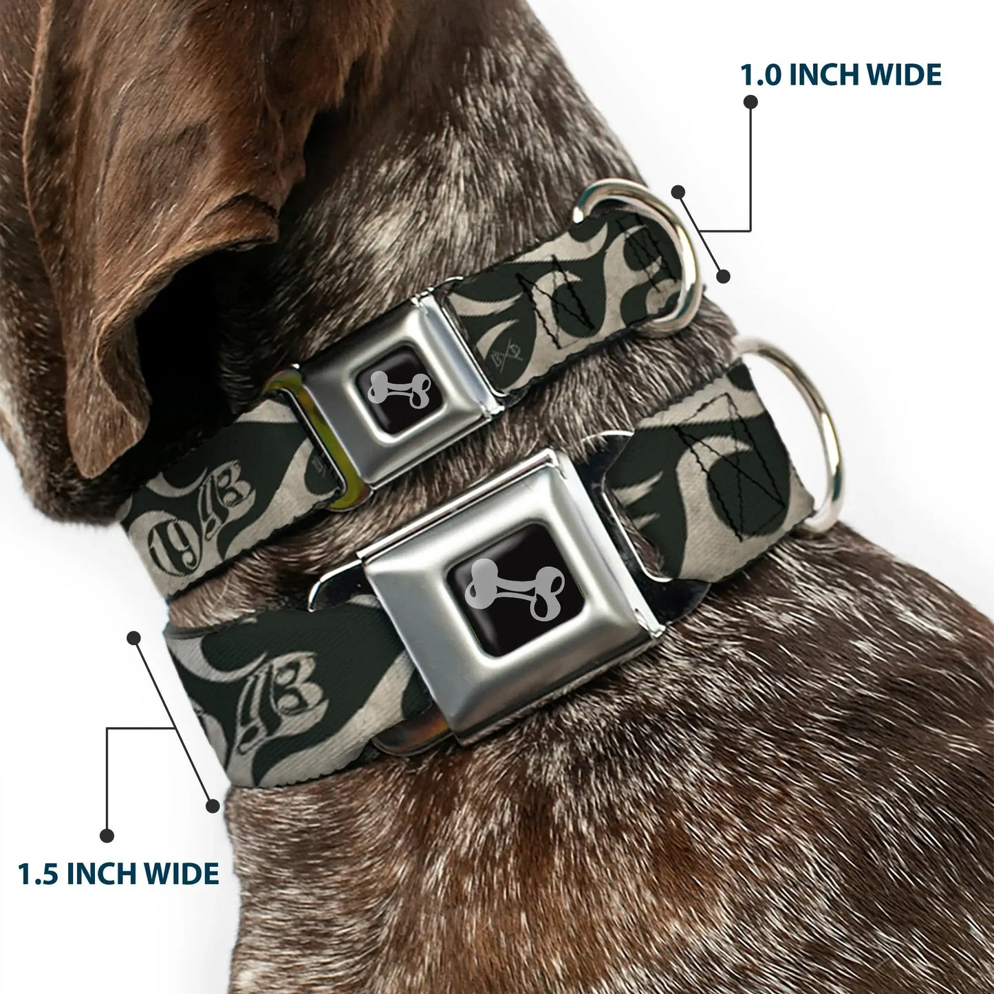 Dog Bone Seatbelt Buckle Collar - BD AUTHENTIC SEATBELT BELT SINCE 1993 Flames Olive/Tan - Buckle-Down - Flyclothing LLC