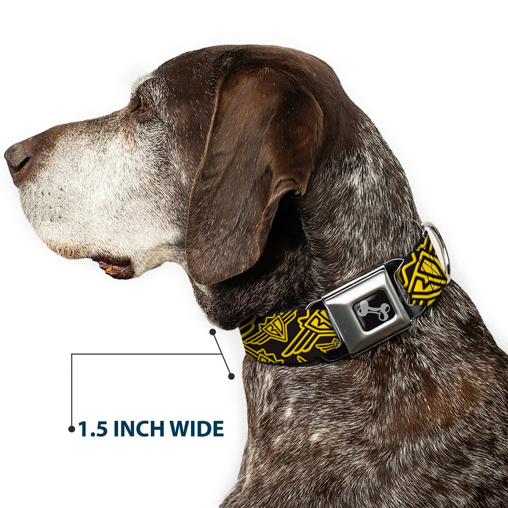 Dog Bone Seatbelt Buckle Collar - BD Logo Scattered Black/Yellow - Buckle-Down - Flyclothing LLC