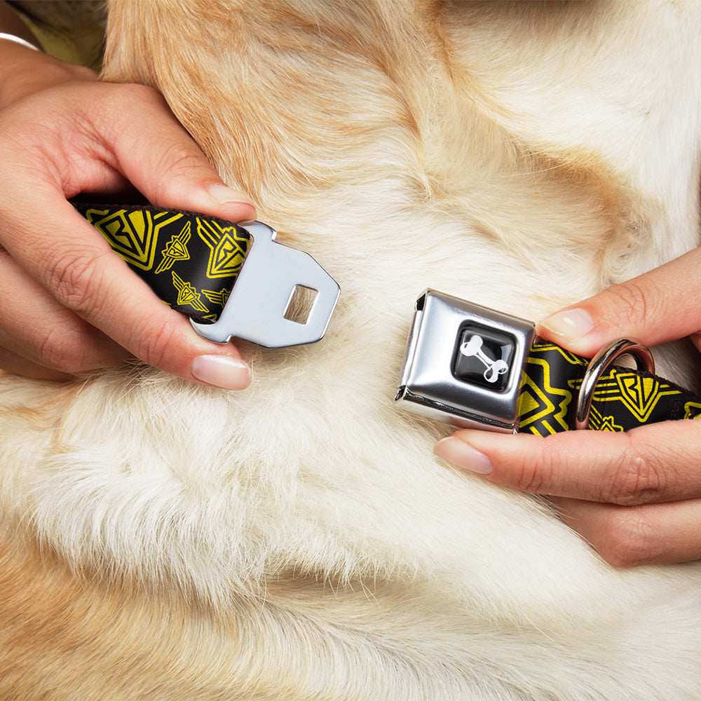 Dog Bone Seatbelt Buckle Collar - BD Logo Scattered Black/Yellow - Buckle-Down - Flyclothing LLC
