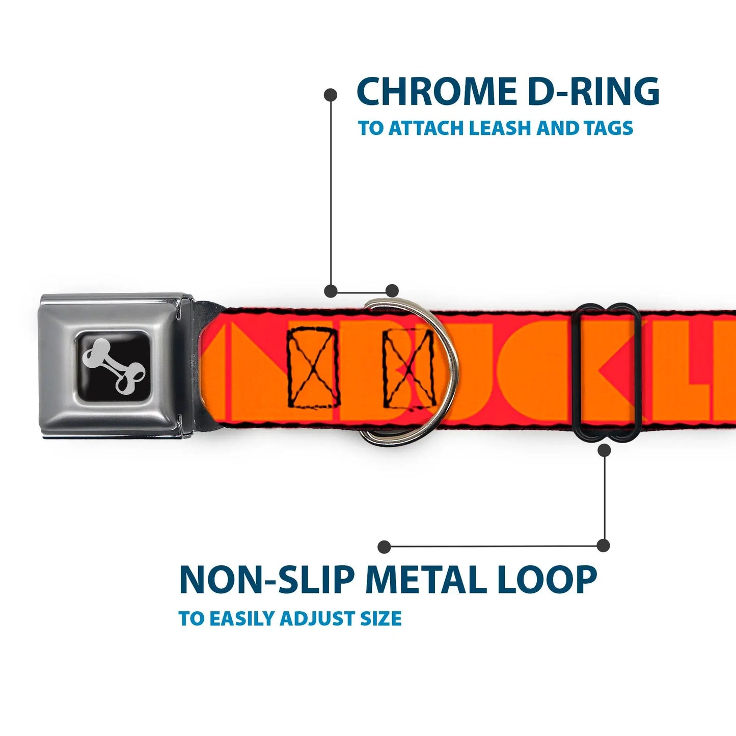Dog Bone Seatbelt Buckle Collar - BUCKLE-DOWN Shapes Red/Orange - Buckle-Down - Flyclothing LLC