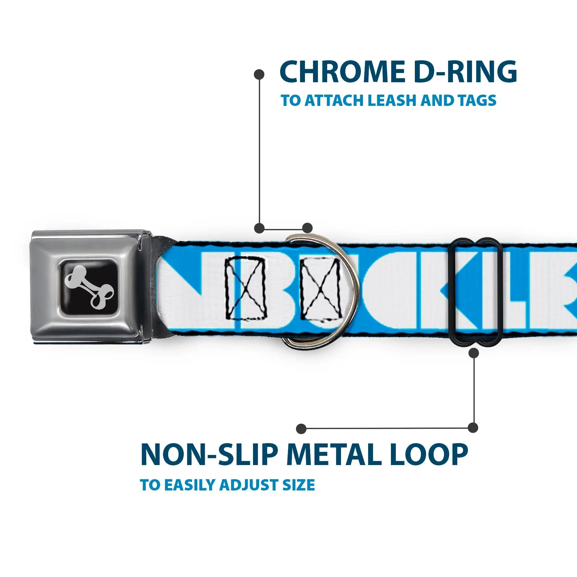 Dog Bone Seatbelt Buckle Collar - BUCKLE-DOWN Shapes Turquoise/White - Buckle-Down - Flyclothing LLC