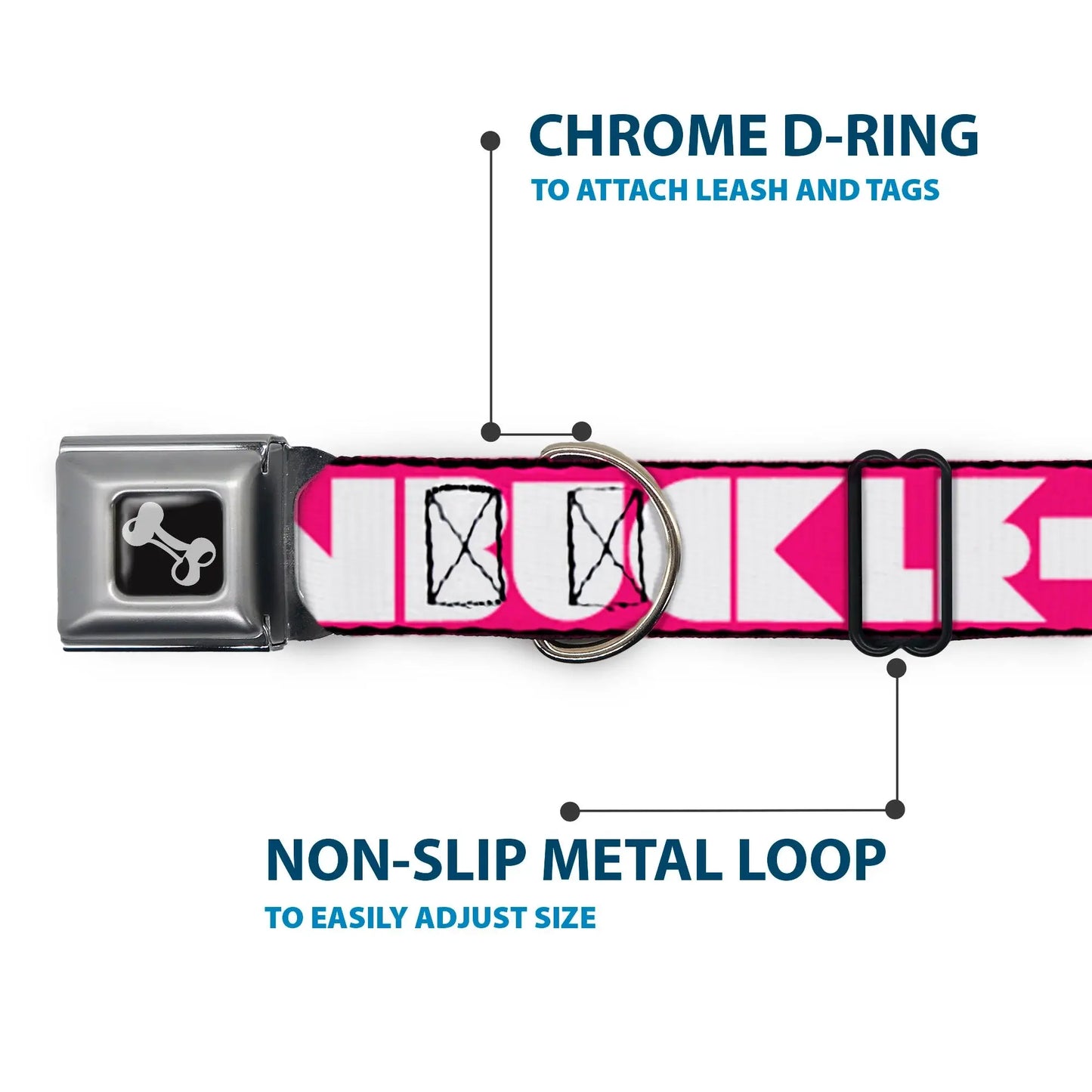Dog Bone Seatbelt Buckle Collar - BUCKLE-DOWN Shapes Hot Pink/White - Buckle-Down - Flyclothing LLC