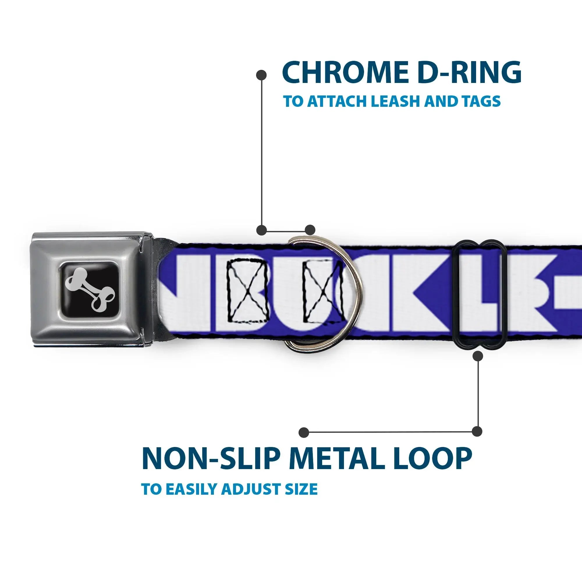 Dog Bone Seatbelt Buckle Collar - BUCKLE-DOWN Shapes Blue/White - Buckle-Down - Flyclothing LLC