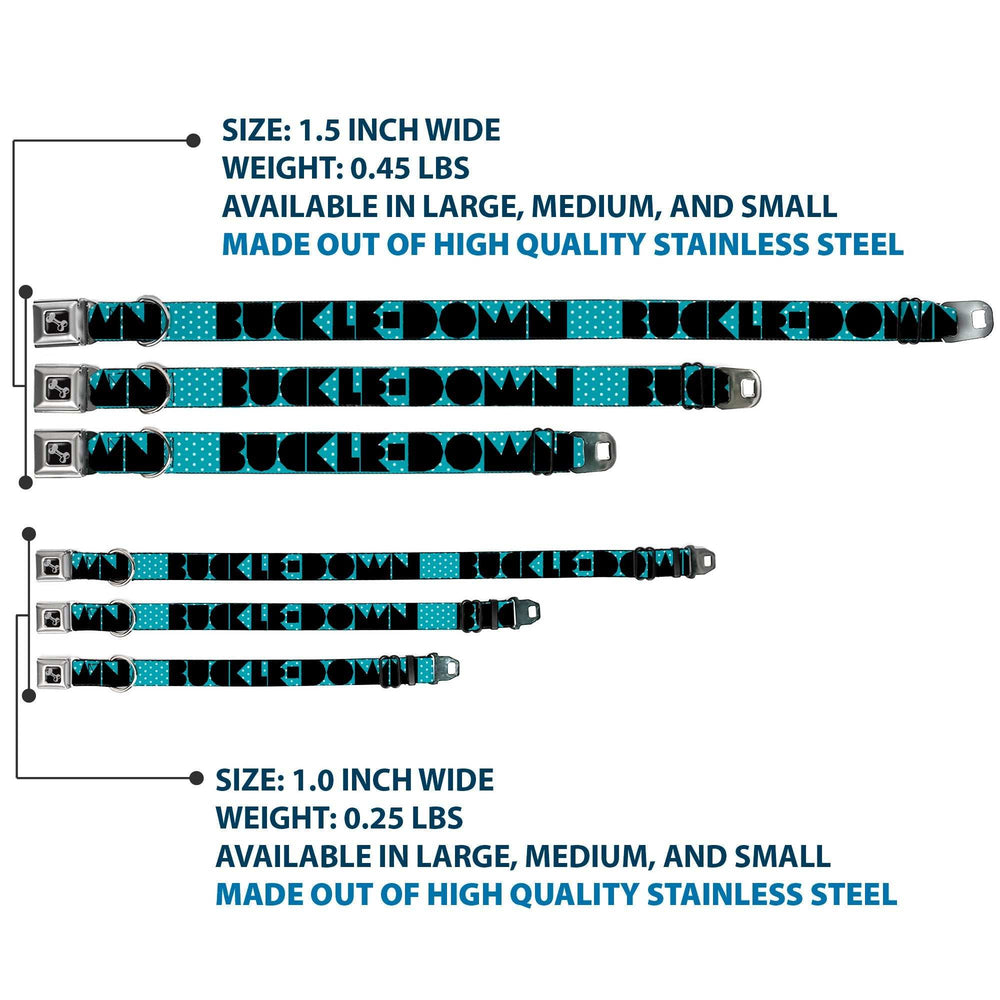 Dog Bone Seatbelt Buckle Collar - BUCKLE-DOWN Shapes Dot Turquoise/White/Black - Buckle-Down - Flyclothing LLC