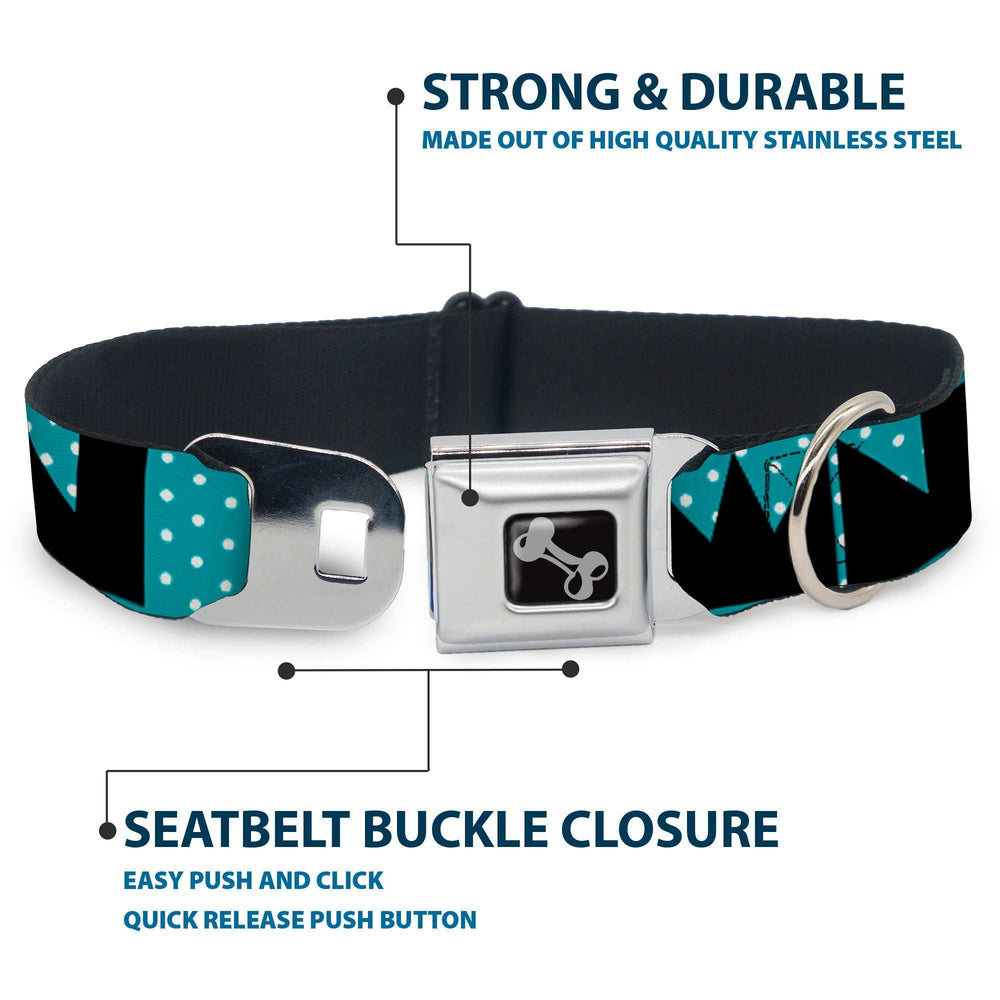 Dog Bone Seatbelt Buckle Collar - BUCKLE-DOWN Shapes Dot Turquoise/White/Black - Buckle-Down - Flyclothing LLC