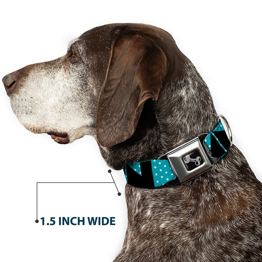 Dog Bone Seatbelt Buckle Collar - BUCKLE-DOWN Shapes Dot Turquoise/White/Black - Buckle-Down - Flyclothing LLC