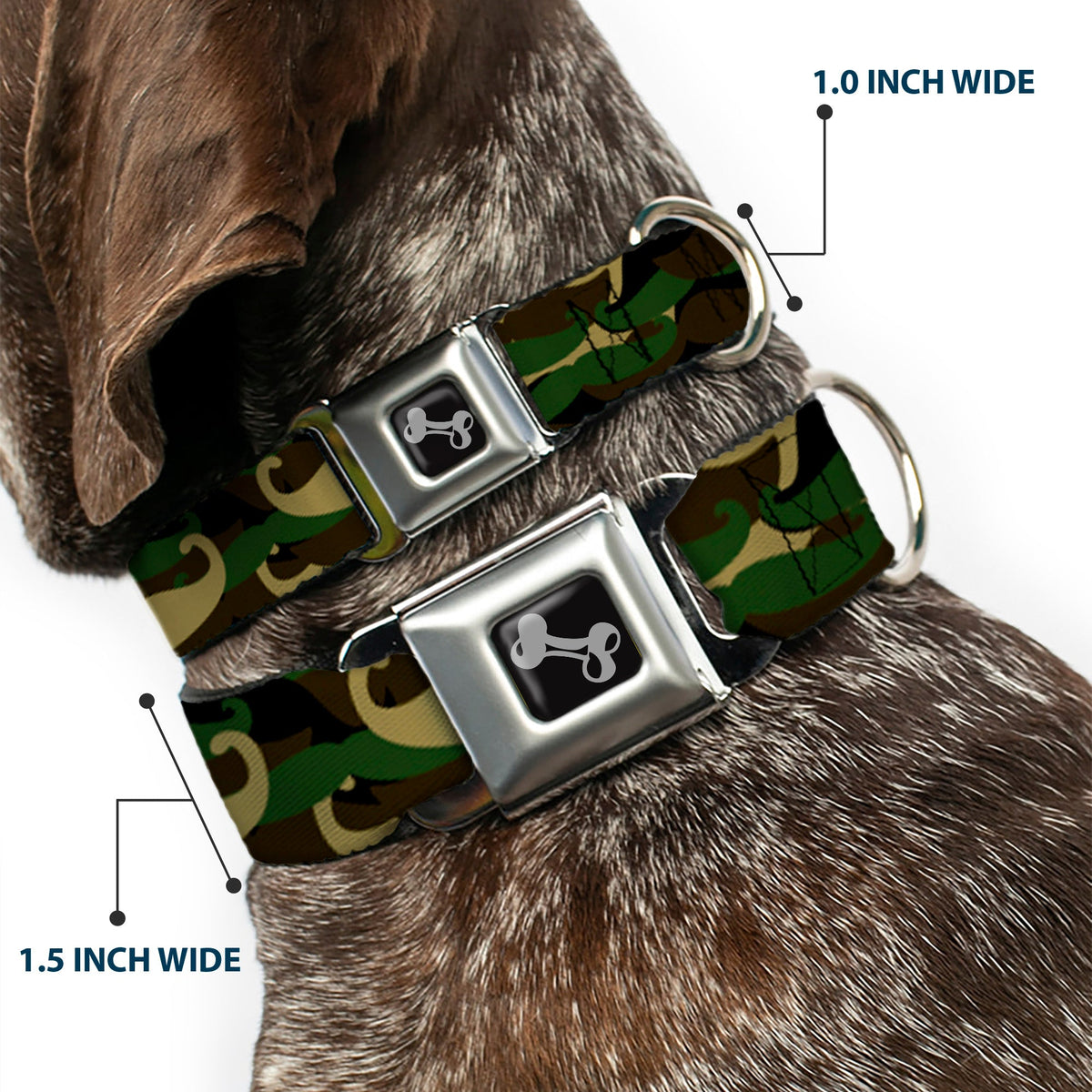 Dog Bone Seatbelt Buckle Collar - Camo'stache