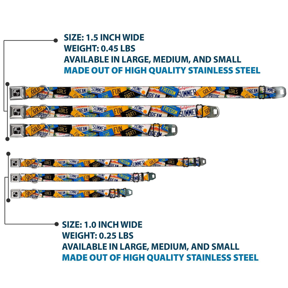 Dog Bone Seatbelt Buckle Collar - Cali License Plates Stacked - Buckle-Down - Flyclothing LLC