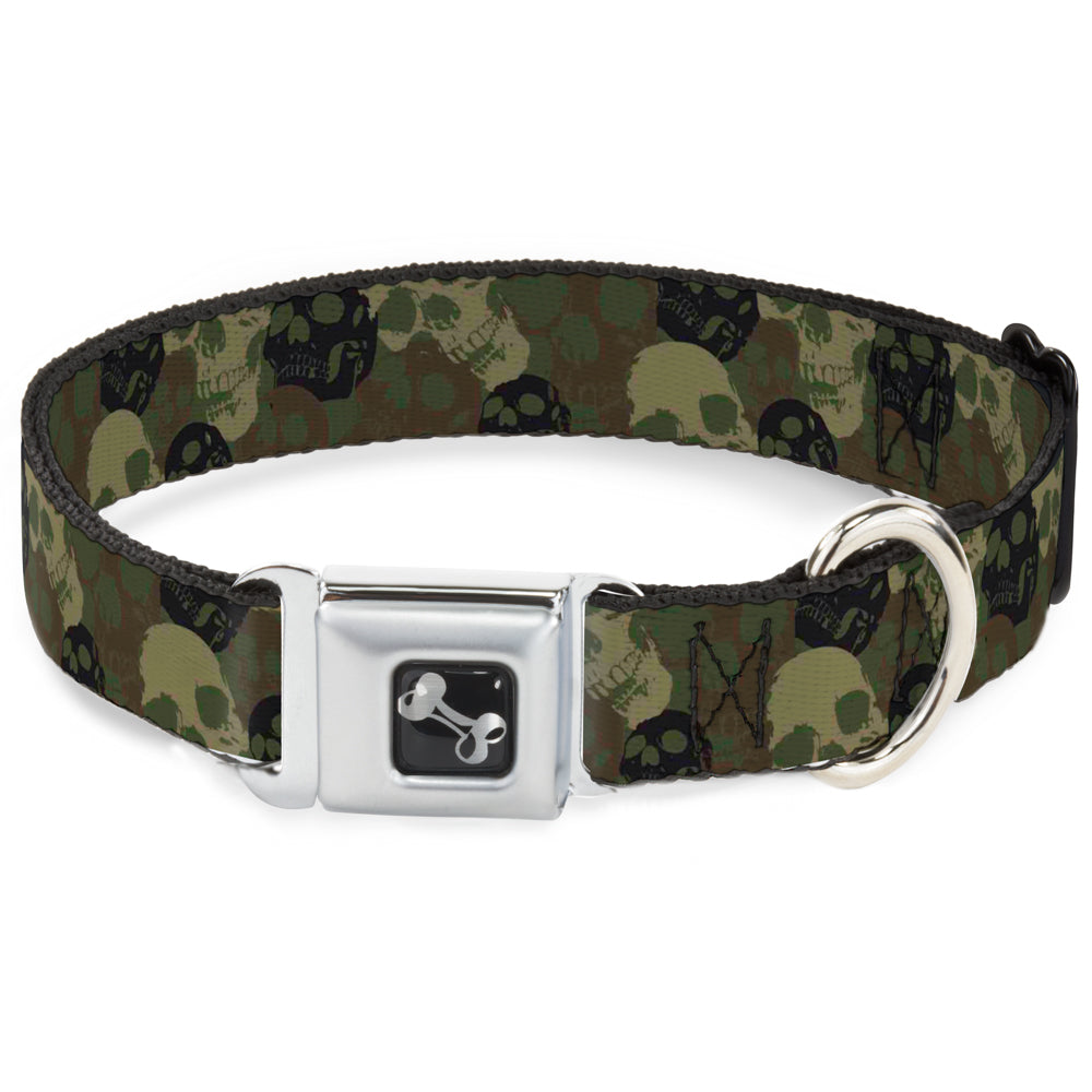 Dog Bone Seatbelt Buckle Collar - Camo Olive Skull Yard - Buckle-Down - Flyclothing LLC