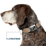 Dog Bone Black/Silver Seatbelt Buckle Collar - Desert Camo Tans/Browns
