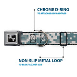 Dog Bone Black/Silver Seatbelt Buckle Collar - Digital Camo2 Grays - Buckle-Down - Flyclothing LLC