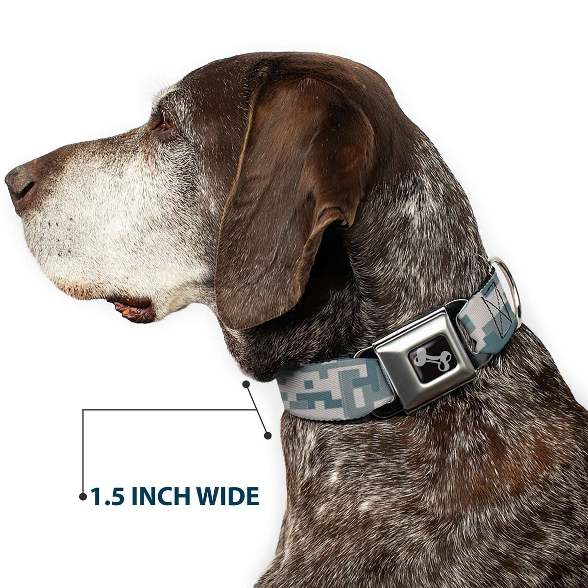 Dog Bone Black/Silver Seatbelt Buckle Collar - Digital Camo2 Grays - Buckle-Down - Flyclothing LLC