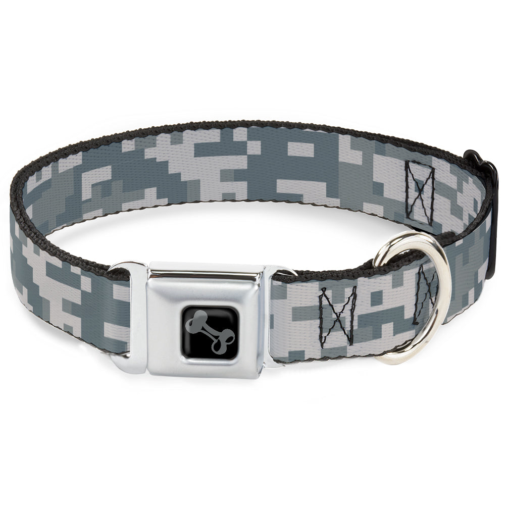 Dog Bone Black/Silver Seatbelt Buckle Collar - Digital Camo2 Grays - Buckle-Down - Flyclothing LLC