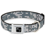 Dog Bone Black/Silver Seatbelt Buckle Collar - Digital Camo2 Grays - Buckle-Down - Flyclothing LLC
