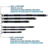 Dog Bone Black/Silver Seatbelt Buckle Collar - FAFO FUCK AROUND AND FIND OUT Thin Blue Line Flag