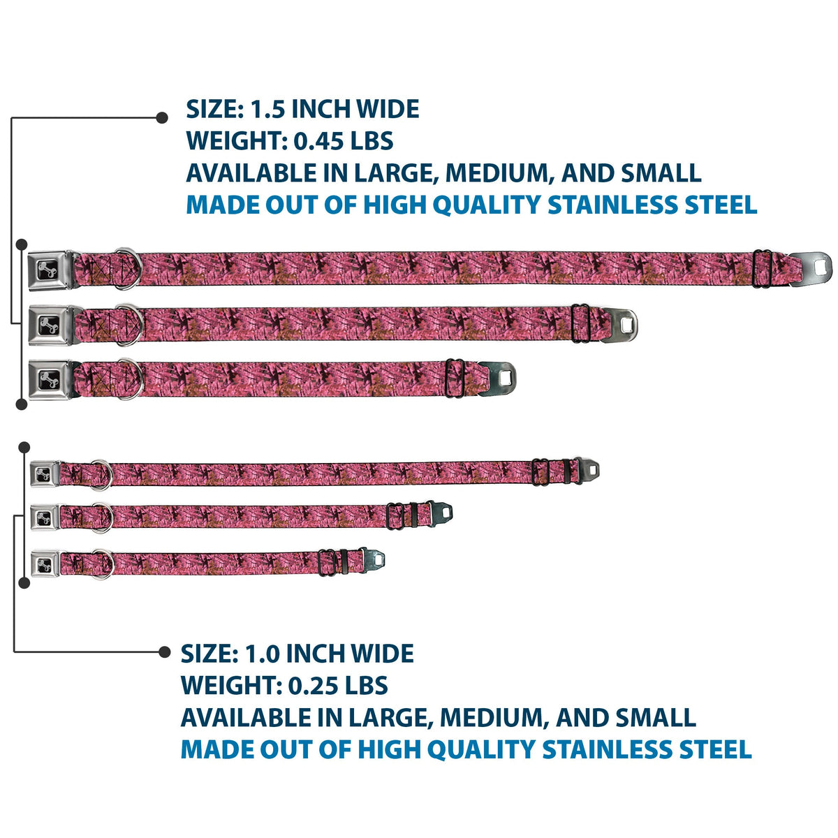 Dog Bone Seatbelt Buckle Collar - Hunting Camo Pinks - Buckle-Down - Flyclothing LLC