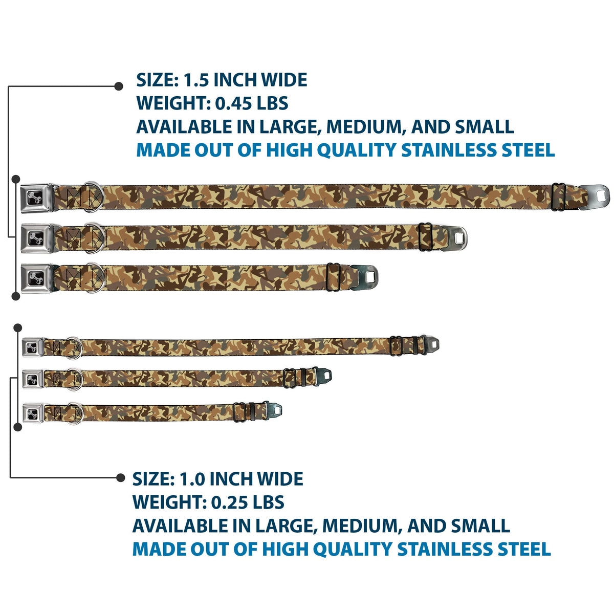 Dog Bone Seatbelt Buckle Collar - Mud Flap Girls Camo Browns - Buckle-Down - Flyclothing LLC