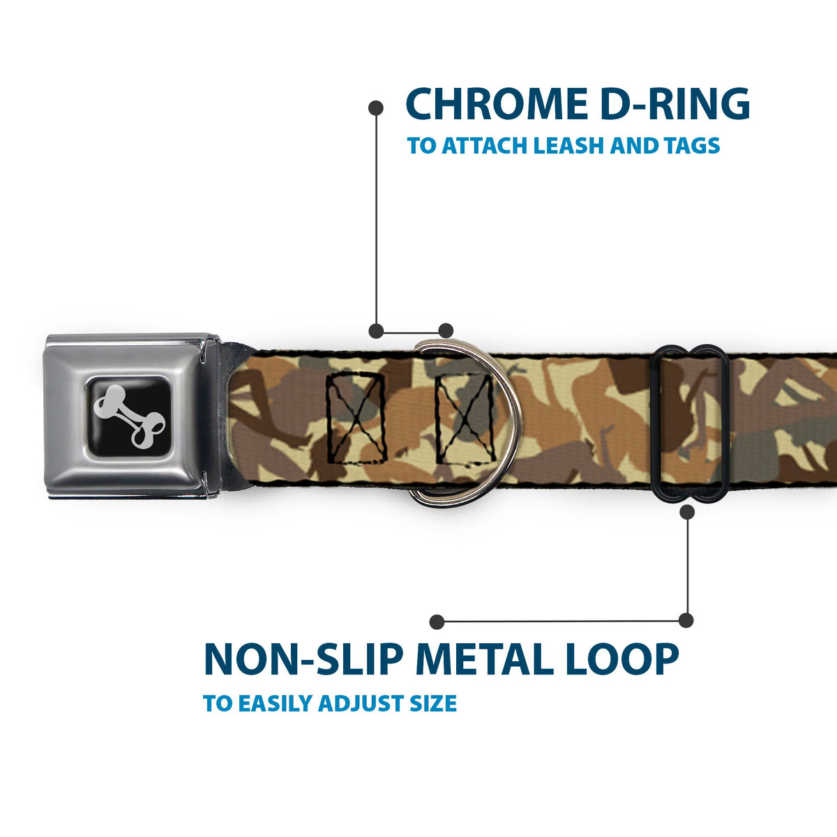 Dog Bone Seatbelt Buckle Collar - Mud Flap Girls Camo Browns - Buckle-Down - Flyclothing LLC