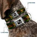 Dog Bone Seatbelt Buckle Collar - Star Camo Olive/Gold
