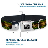 Dog Bone Seatbelt Buckle Collar - Star Camo Olive/Gold
