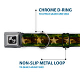 Dog Bone Seatbelt Buckle Collar - Star Camo Olive/Gold