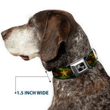 Dog Bone Seatbelt Buckle Collar - Star Camo Olive/Gold