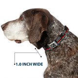 Dog Bone Black/Silver Seatbelt Buckle Collar - Thin Red Line Flag Weathered Black/Gray/Red