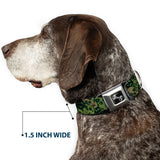 Dog Bone Seatbelt Buckle Collar - Camo Olive/Black Skull Yard2