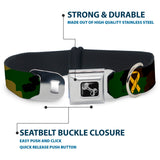 Dog Bone Seatbelt Buckle Collar - Support Our Troops Camo Olive/Yellow Ribbon