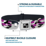 Dog Bone Black/Silver Seatbelt Buckle Collar - Camo Purple/Black/Gray/White - Buckle-Down - Flyclothing LLC