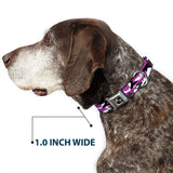 Dog Bone Black/Silver Seatbelt Buckle Collar - Camo Purple/Black/Gray/White - Buckle-Down - Flyclothing LLC