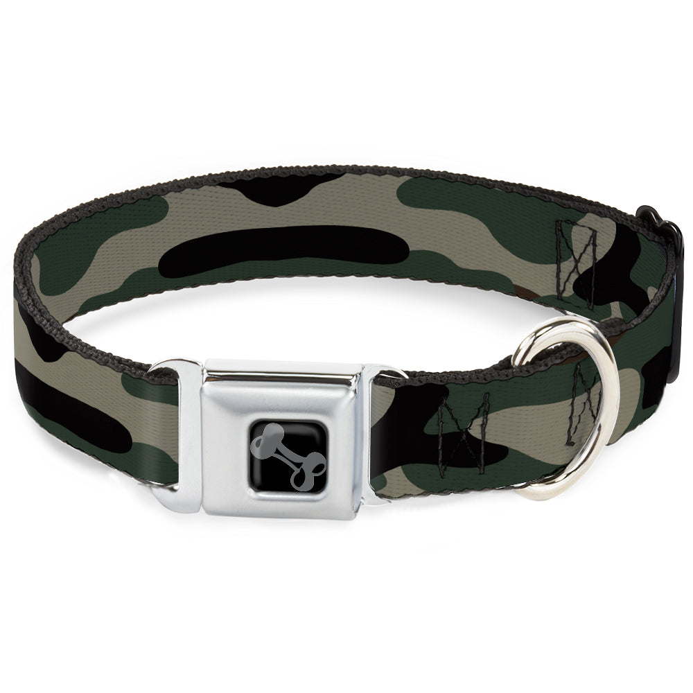 Dog Bone Black/Silver Seatbelt Buckle Collar - Camo Olive3 - Buckle-Down - Flyclothing LLC