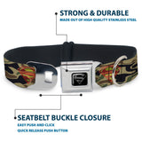 Superman Black Silver Seatbelt Buckle Collar - Superman Shield Camo Olive - Buckle-Down - Flyclothing LLC