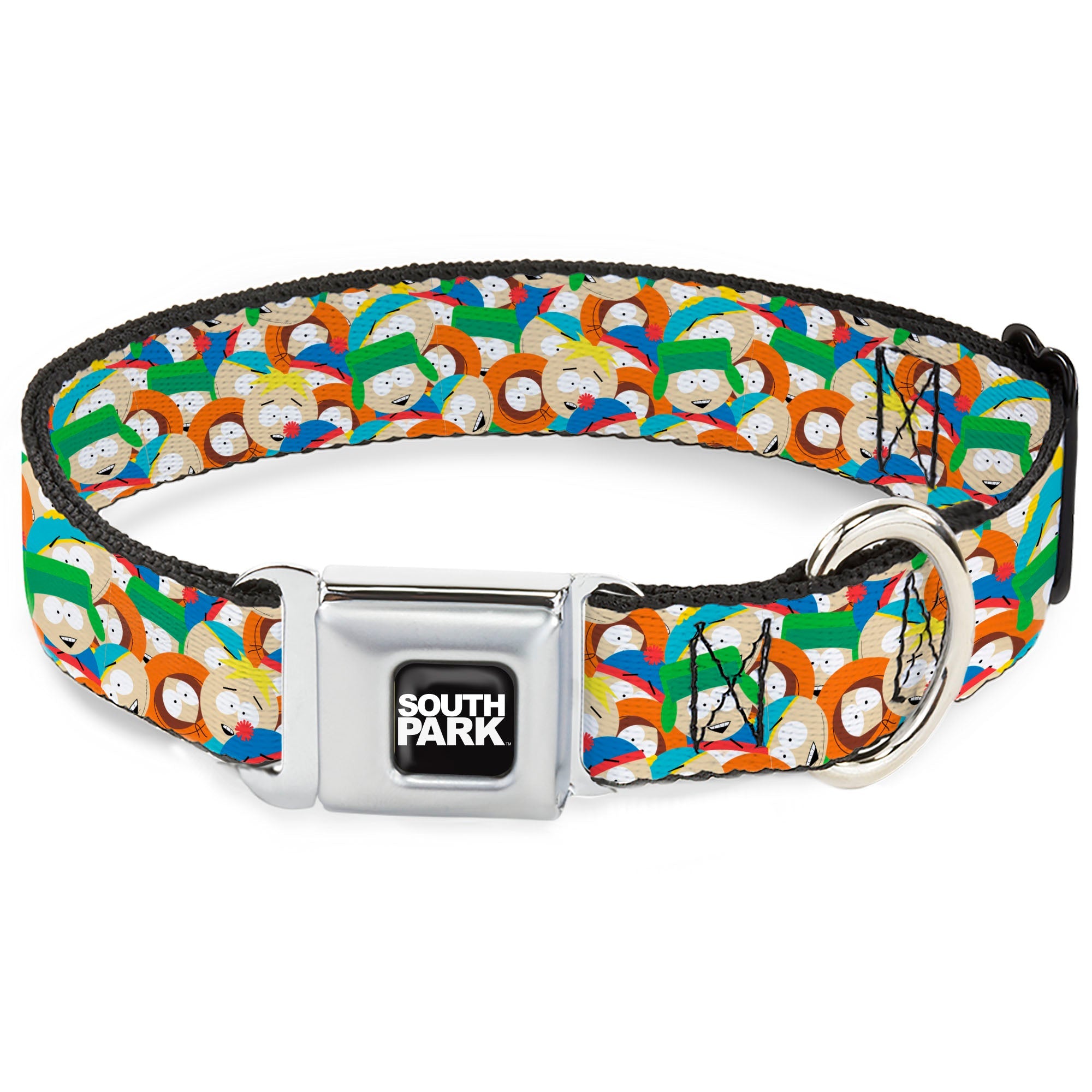 SOUTH PARK Title Logo Full Color Black/White Seatbelt Buckle Collar - South Park Boys Expressions Stacked