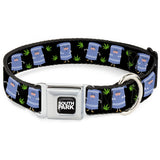 SOUTH PARK Title Logo Full Color Black/White Seatbelt Buckle Collar - South Park Towlie and Scattered Pot Leaves Black - Buckle-Down - Flyclothing LLC