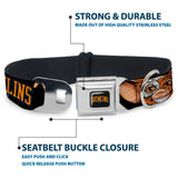 GREMLINS 1984 Title Logo Full Color Black/Blue/Orange Seatbelt Buckle Collar - GREMLINS 1984 Gizmo Face Close-Up Black