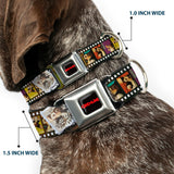 GREMLINS Text Logo Full Color Black/Red Seatbelt Buckle Collar - Gremlins Gizmo Filmstrip Poses Multi Color