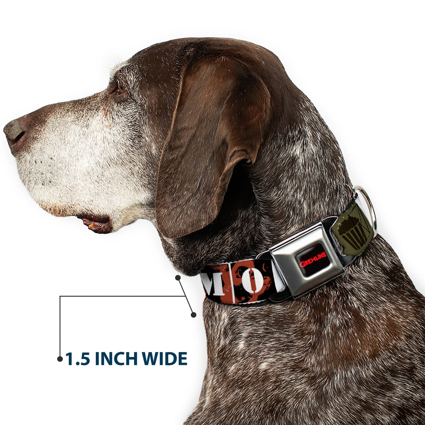 GREMLINS Text Logo Full Color Black/Red Seatbelt Buckle Collar - Gremlins GIZMO Poses/Rules Blocks Red/Greens/Grays/White