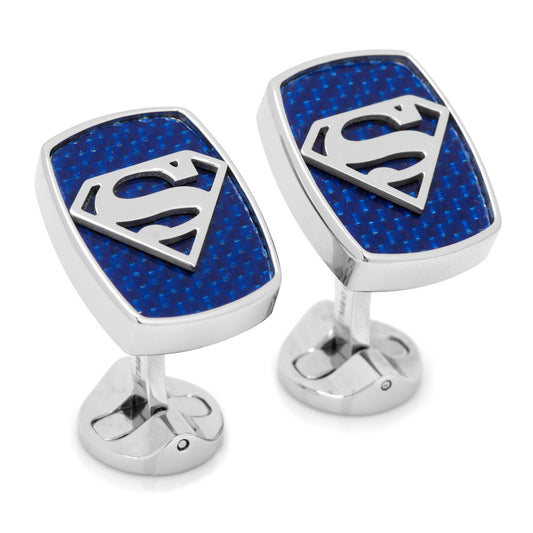 DC Superman Stainless Steel Carbon Fiber Cufflinks